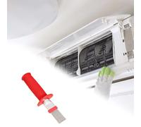 Risveglio Peine de aletas de acero inoxidable HVAC con mango ergonómico, cepillo de radiador de alambre de doble capa, limpieza y alisado, para aire acondicionado, color rojo