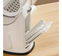 Risveglio Picadora de verduras con 5 cuchillas intercambiables, rallador manual de alimentos con tubo de alimentación de 9 cm, almacenamiento de base de seguridad, color crema