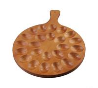Risveglio Plato de madera para huevos rellenos con 24 agujeros, bandeja de almacenamiento redonda para huevos duros, tabla de servir queso o delicatessen, organizador de encimera de cocina, 40 x 29,5
