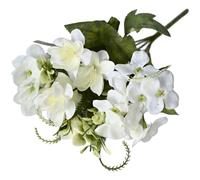 Risveglio Ramo de hortensias artificiales realistas, flores falsas blancas de 30 cm con follaje, eventos de boda y decoración de mesa para el hogar