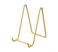 Risveglio Soporte de hierro para marco de fotos, soporte de caballete de metal compacto para mostrar imágenes, medallas de arte, libros, soporte estable para escritorio, blanco (tamaño pequeño dorado)