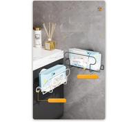 Risveglio Soporte de pared con ventosa, instalación sin taladro, hierro inoxidable y plástico, caja de almacenamiento de rollos de cocina y toallitas húmedas, color blanco