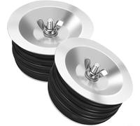 Risveglio Tapa de agua de prueba de metal con sello de goma para extremos de tubería, accesorio de drenaje para hierro fundido, acero, cobre, plástico, 2 piezas (4 pulgadas, negro)