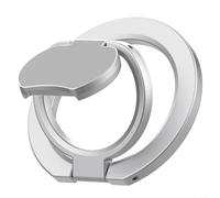 Risveglio Teléfono magnético para soporte de anillo, bucle de agarre ajustable de aleación de aluminio con soporte magnético de dos caras para coche (gris plateado)