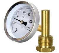 Risveglio Termómetro bimetálico de 0 grados 120 grados con 1 2 pulgadas para funda de inmersión, 63 mm para esfera para medidor de temperatura de acero inoxidable, agua, aceite, calefacción, calderas