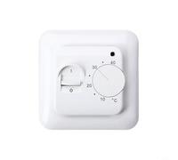 Risveglio Termostato eléctrico no programable para calefacción por suelo radiante 16A, interruptor de control de temperatura mecánico 5-40 con sonda de sensor de piso, 86 x 86 mm, blanco