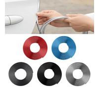 Risveglio Tira protectora de puerta de coche de 5 m, moldura de protección antiarañazos, moldura decorativa de PVC para parachoques de automóvil para umbral de puerta, color plateado