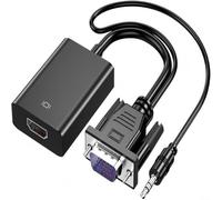 Risveglio VGA a adaptador con audio, cable convertidor de vídeo digital 1080P, portátil, proyector de escritorio, pantalla de TV, color negro