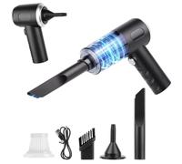RISVOWO 3 en 1 Aspirador de Mano, 6000 Pa Potente Aspiradora Coche, Aspiradora sin Cable Carga USB con Lavable Filtro Hepa, Vacuum Cleaner de Coche Inalámbrico Potente, Negro