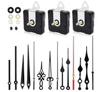 RISVOWO 3 Piezas Mecanismo Reloj de Pared, Mecanismo Reloj con 5 Diferentes Pares Agujas Reloj Pared, Silencioso Movimiento Reloj Pared para DIY Reparación de Reloj Reemplazo de Piezas