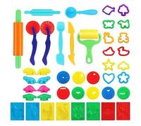 RISVOWO 41 Piezas de Moldes plastilina, Accesorios de Arcilla de Modelado, con Cuchillos de Plástico Rodillo de Masa Dinosaurios Animales, Juego Plastilina, Herramientas Plastilina para Niños
