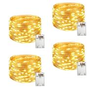 RISVOWO Guirnalda Luces Pilas, 4 x 10M Luces 100 LED Pilas, Luces LED Pilas Impermeable Exterior Interior, para Navidad Guirnalda Jardín Habitación Terraza Pared Cortina