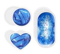 RISVOWO Moldes Resina Epoxi, 3 Piezas Transparente Molde Silicona Resina, Kit Resina Epoxi Redondo Ovalado En Forma De Corazón para Hacer Platos, Posavasos, Manualidades