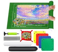 RISVOWO Tapete Puzzle, Tapiz Puzzle 500 1000 1500 Piezas, Portátil Fieltro Alfombra Puzzle, 66 * 116CM Tapete para Enrollar Puzzles, Antideslizante Puzzle Mat Roll para Almacenar Rompecabezas(Verde)