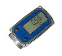 RISWEKFW Medidor de Flujo de Combustible electrónico Digital de turbina DN25 BSPT1, indicador de Flujo de Gasolina y diésel, Sensor y Contador(Blue Face)