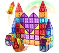 Riswistoy Bloques Magnéticos Construcción Niños 78 Piezas, Piezas Magnéticas Niños para Construir Castillos y Coches, Juguetes Educativos Creativos con Magnetic Blocks