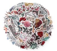 RisyPisy 240 Piezas Flores Stickers, Color Diseños Dorados y Negros, PET Pegatinas con Formas Especiales, Pegatinas de Estilo Europeo para Scrapbooks, Portátiles, Calendarios, Tarjetas de Felicitación