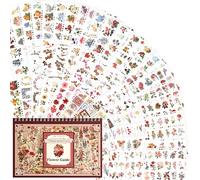 RISYPISY Set de Pegatinas para Scrapbooking de 50 Hojas, Flor Washi con Estampado de Mariposas, Papel Decorativo para Scrapbooking DIY Accesorios para decorar tus cuadernos, cartas y manualidades