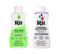 Rit Dye - Tinte líquido para tela de 8 onzas para ropa, decoración y manualidades, color verde neón con fijador de color