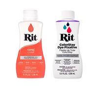 Rit Dye - Tinte líquido para tela de 8 onzas para ropa, decoración y manualidades, coral con fijador de color