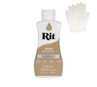 Rit Dye - Tinte líquido para tela, para manualidades, ropa y decoración, botella de 8 onzas, color gris pardo (guantes incluidos)