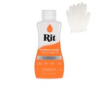 Rit Dye - Tinte líquido para tela, para manualidades, ropa y decoración, botella de 8 onzas, naranja (guantes incluidos)