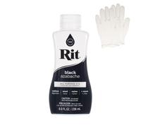 Rit Dye - Tinte líquido para tela, para manualidades, ropa y decoración, botella de 8 onzas, negro (guantes incluidos)