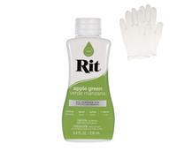 Rit Dye - Tinte líquido para tela, para manualidades, ropa y decoración, botella de 8 onzas, verde manzana (guantes incluidos)
