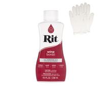 Rit Dye - Tinte líquido para tela, para manualidades, ropa y decoración, botella de 8 onzas, vino (guantes incluidos)