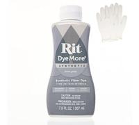 Rit DyeMore - Tinte de fibra líquida sintética de 7 onzas, paquete individual con guantes de plástico para ropa, decoración y manualidades, color gris escarchado