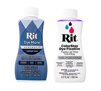 Rit DyeMore - Tinte de fibra líquida sintética de 7 onzas para ropa, decoración y manualidades, azul marino medianoche con fijador de color