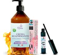 Ritalia Crema Anticelulítica Reafirmante 500 ml y Sérum para Pestañas 7 ml, con Ácido Hialurónico, Pantenol y Aloe Vera, Vegano, sin Perfume, Transparente