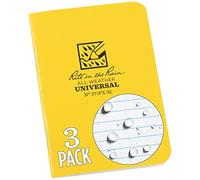 Rite in the Rain Bloc de notas de papel impermeable impermeable con grapas, paquete de 3 tapas flexibles, color negro, 24 páginas, 12 hojas, encuadernación de punto de sillín, reglas imperiales y