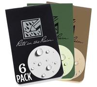 Rite in the Rain Cuaderno tipo cartera resistente a la intemperie, 2 x 3.4 pulgadas, 2 de cada uno, color marrón, verde, cubierta negra, páginas en blanco, paquete de 6 (No. OTG-TACL)