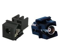 RiteAV 2,1 mm DC Power Jack a terminales de tornillo y BNC Hembra/Hembra Acoplador Keystone Combo Pack (1 pieza de cada uno) para CCTV/cámaras de seguridad placas de pared - Negro