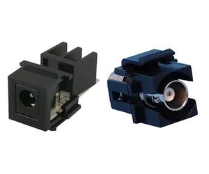 RiteAV 2,1 mm DC Power Jack a terminales de tornillo y BNC Hembra/Hembra Acoplador Keystone Combo Pack (1 pieza de cada uno) para CCTV/cámaras de seguridad placas de pared - Negro