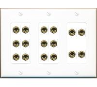 RiteAV 8.0 Surround Sound 8 Altavoces 16 Banana Plug Jack Conectores hembra - 3 Gang [Blanco]