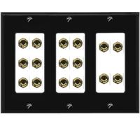 RiteAV 8.0 Surround Sound 8 Altavoces 16 Banana Plug Jack Conectores hembra - 3 Gang [Negro/Blanco]