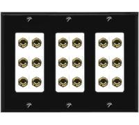 RiteAV 9.0 Surround Sound 9 Altavoces 18 Banana Plug Jack Conectores Hembra - 3 Gang [Negro/Blanco]