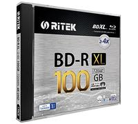 Ritek BD-R XL BDXL 100GB Triple Capas 4X Hub de inyección de Tinta Blanca imprimible Disco en Blanco con Estuche de joyería estándar