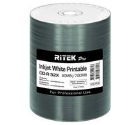 Ritek Pro - Paquete de 100 CD-R de 52 x 700 MB de tinta blanca para imprimir (grado profesional)
