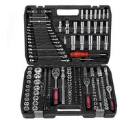 RITHRY Juego de llaves de vaso profesionales de 1/4" + 3/8" + 1/2", caja de carraca con carracas reversibles, llaves de vaso de hasta 32 mm, E-Torx, para cama profunda y bujías, 216 piezas