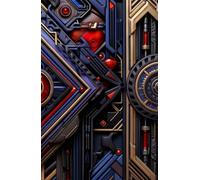 Rito Intricate Mechanical Cybernetic Frame in Royal Gold and Deep Blue Notebook 240 Pages Squared, Hardcover: Rito
