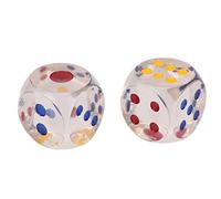 RiToEasysports 2 Dados de Plástico, Antioxidante Transparente Impermeable con Puntos Numéricos de Color Claro, para Juegos de Mesa, Educación, Entretenimiento, útiles Escolares, 3,5 Cm