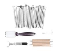 RiToEasysports 20 Sellos, Cuchillo de Talla para Artesanía de Bricolaje, Bolsas de Cuero, Billetera con Llave Llave, Martillo de Nylon y Madera, Uso Versátil, Sus Propios Diseños únicos, Adecuados