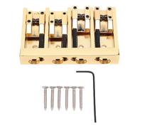 RiToEasysports 4 Cuerdas Bass Puente y Aleación de Zinc Iron Saddles Totalmente Ajustable Guitarra 4 Cuerdas Puente con Llave Hexagonal para el bajo Jazz de Reemplazo de bajo Eléctrico (GOLD)