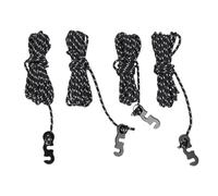 RiToEasysports 4 Piezas de Carpa Atada Cuerdas, Cuerdas de Campamento de Nylon de 9.8 Pies con Tiras Reflectantes Longitud Ajustable para Campamentos Al Aire (Black)