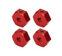 RiToEasysports 4 Tuercas Hexagonales para Bujes de Rueda RC 1/10, Diseño Ligero de Aleación de Aluminio de 14 Mm con Llave de ángulo Recto y Pasadores, para AMMRA Big Rock Typhon Senton (Rojo)