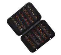 RiToEasysports 50 Uds Cebo de Pesca con Mosca, Kit de Señuelos de Anzuelo de Acero Rico en Carbono con Caja de Almacenamiento, para Pescar en Lagos, Ríos, Estanques y Arroyos