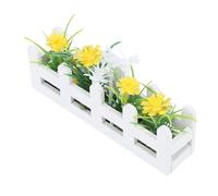 RiToEasysports Accesorios para Casa de Muñecas en Miniatura, Decoración de Jardín a Escala 1:12, Planta en Maceta de Alta Simulación, Cama de Flores con Caja de Madera de Abedul para Casa de